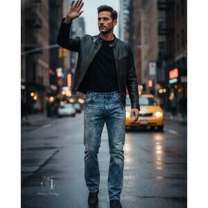 City Streets Mens 36x30‎ Slim Fit Stretch Denim Blue Jeans Pants Casual